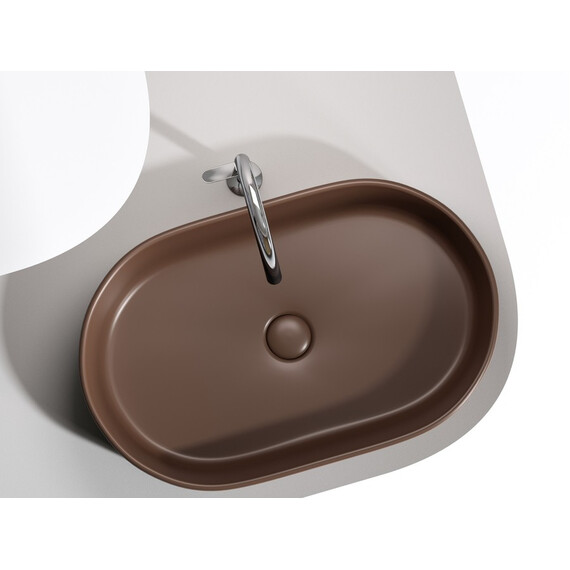 УМЫВАЛЬНИК ЧАША НАКЛАДНАЯ ОВАЛЬНАЯ CERAMICA NOVA ELEMENT 608X385X122 ММ, ТЕМНО-КОРИЧНЕВЫЙ МАТОВЫЙ
