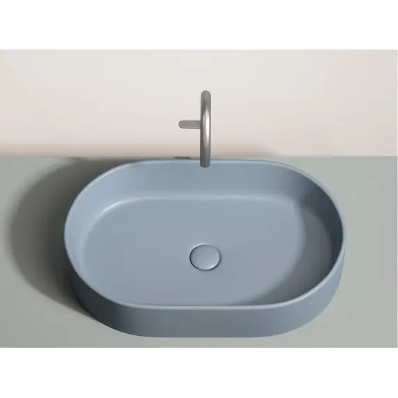 УМЫВАЛЬНИК ЧАША НАКЛАДНАЯ ОВАЛЬНАЯ CERAMICA NOVA ELEMENT 608X385X122 ММ, СЕРО-ГОЛУБОЙ МАТОВЫЙ