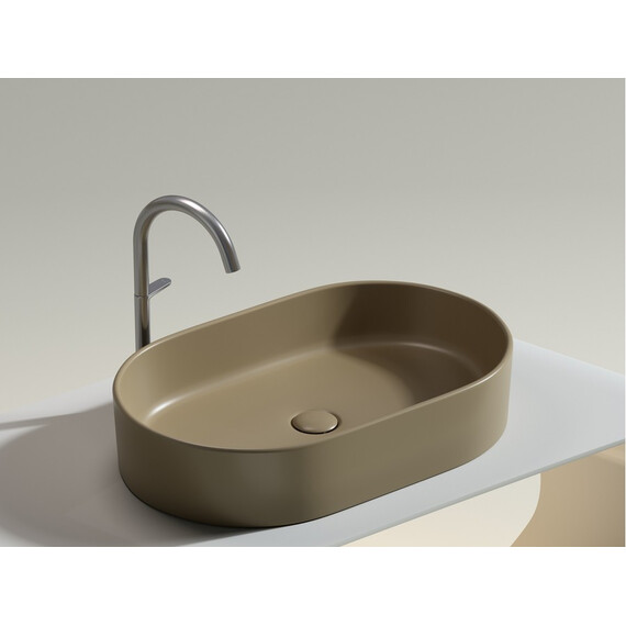 УМЫВАЛЬНИК ЧАША НАКЛАДНАЯ ОВАЛЬНАЯ CERAMICA NOVA ELEMENT 608X385X122 ММ, КАПУЧИНО МАТОВЫЙ