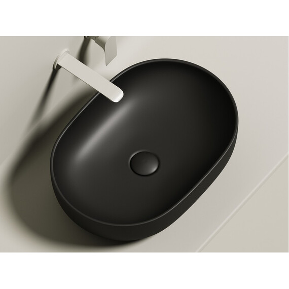 УМЫВАЛЬНИК ЧАША НАКЛАДНАЯ ОВАЛЬНАЯ CERAMICA NOVA ELEMENT 600X415X135 ММ, ЧЕРНАЯ МАТОВАЯ