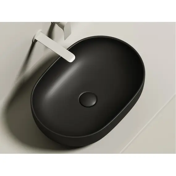 УМЫВАЛЬНИК ЧАША НАКЛАДНАЯ ОВАЛЬНАЯ CERAMICA NOVA ELEMENT 600X415X135 ММ, ЧЕРНАЯ МАТОВАЯ