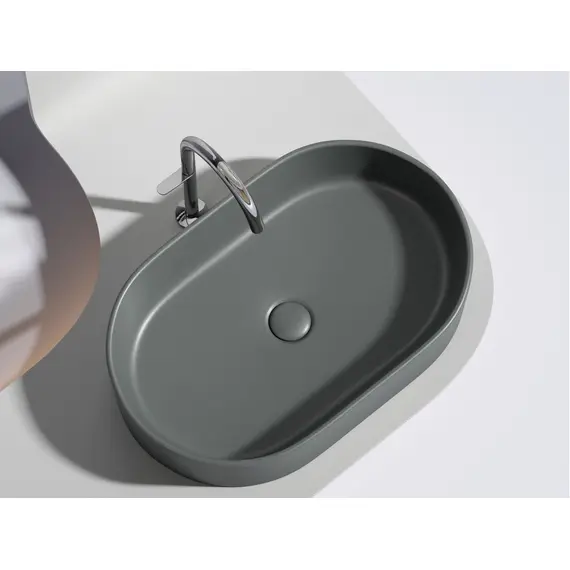 УМЫВАЛЬНИК ЧАША НАКЛАДНАЯ ОВАЛЬНАЯ CERAMICA NOVA ELEMENT 608X385X122 ММ, ТЕМНЫЙ АНТРАЦИТ МАТОВЫЙ