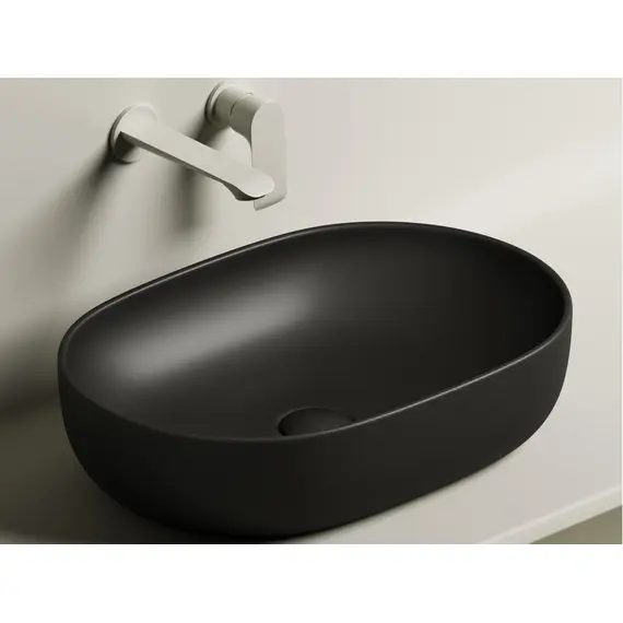 УМЫВАЛЬНИК ЧАША НАКЛАДНАЯ ОВАЛЬНАЯ CERAMICA NOVA ELEMENT 600X415X135 ММ, ЧЕРНАЯ МАТОВАЯ