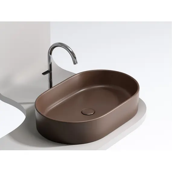 УМЫВАЛЬНИК ЧАША НАКЛАДНАЯ ОВАЛЬНАЯ CERAMICA NOVA ELEMENT 608X385X122 ММ, ТЕМНО-КОРИЧНЕВЫЙ МАТОВЫЙ