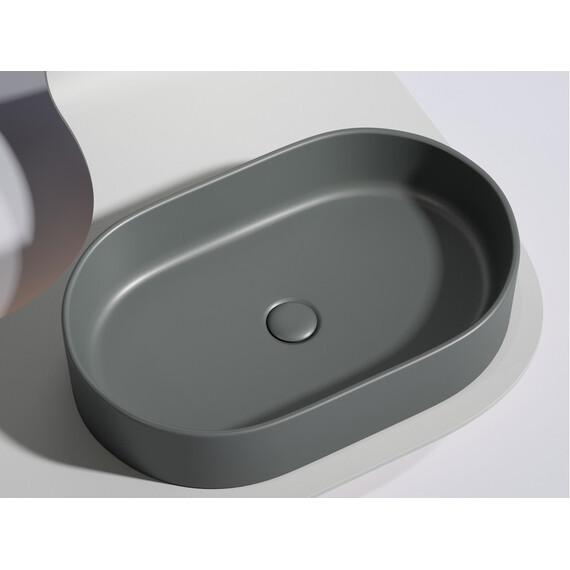 УМЫВАЛЬНИК ЧАША НАКЛАДНАЯ ОВАЛЬНАЯ CERAMICA NOVA ELEMENT 608X385X122 ММ, ТЕМНЫЙ АНТРАЦИТ МАТОВЫЙ