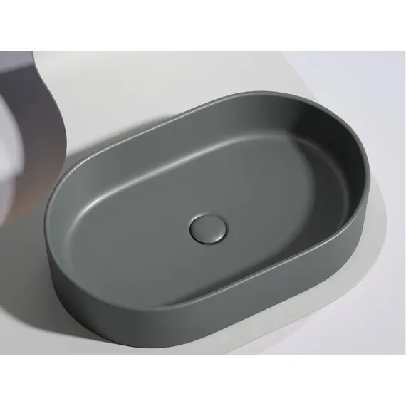 УМЫВАЛЬНИК ЧАША НАКЛАДНАЯ ОВАЛЬНАЯ CERAMICA NOVA ELEMENT 608X385X122 ММ, ТЕМНЫЙ АНТРАЦИТ МАТОВЫЙ