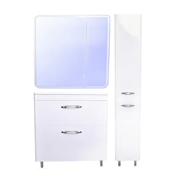 ТУМБА НАПОЛЬНАЯ STYLE LINE "КАРЕ 80", 2 ЯЩИКА, ЛЮКС БЕЛАЯ, PLUS