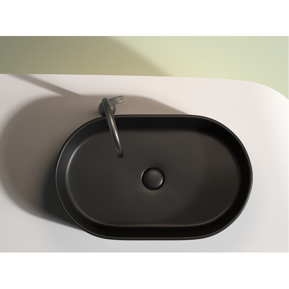 УМЫВАЛЬНИК ЧАША НАКЛАДНАЯ ОВАЛЬНАЯ CERAMICA NOVA ELEMENT 608X385X122 ММ, ЧЕРНЫЙ МАТОВЫЙ