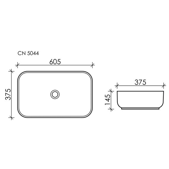 УМЫВАЛЬНИК ЧАША НАКЛАДНАЯ ПРЯМОУГОЛЬНАЯ CERAMICA NOVA ELEMENT 605X375X145 ММ