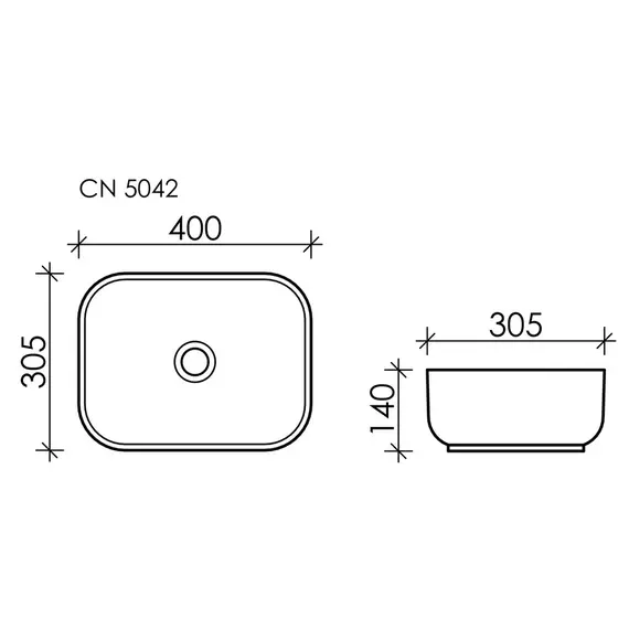 УМЫВАЛЬНИК ЧАША НАКЛАДНАЯ ПРЯМОУГОЛЬНАЯ CERAMICA NOVA ELEMENT 400X305X140 ММ