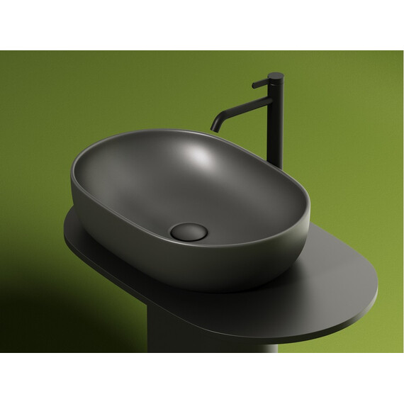 УМЫВАЛЬНИК ЧАША НАКЛАДНАЯ ОВАЛЬНАЯ CERAMICA NOVA ELEMENT 600X415X135 ММ, АНТРАЦИТ МАТОВЫЙ