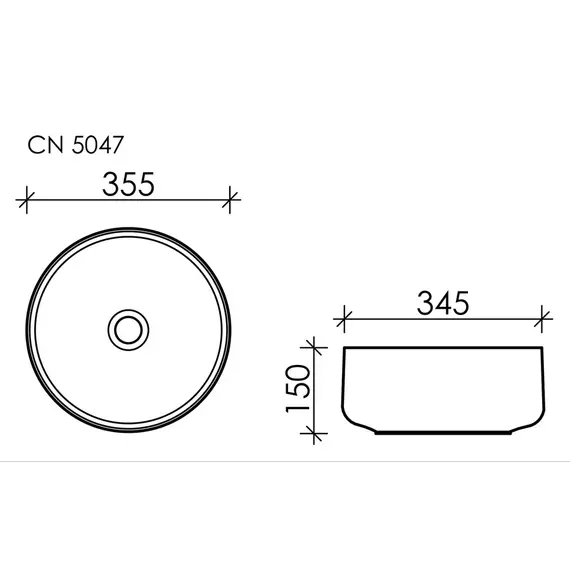 УМЫВАЛЬНИК ЧАША НАКЛАДНАЯ КРУГЛАЯ CERAMICA NOVA ELEMENT 355X355X150 ММ