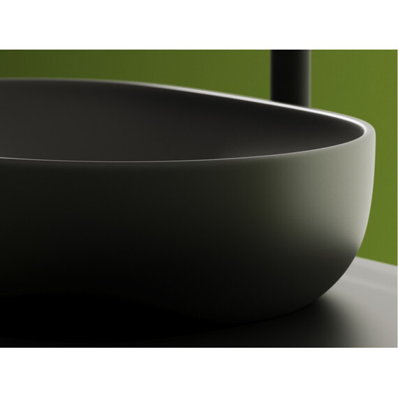 УМЫВАЛЬНИК ЧАША НАКЛАДНАЯ ОВАЛЬНАЯ CERAMICA NOVA ELEMENT 600X415X135 ММ, АНТРАЦИТ МАТОВЫЙ
