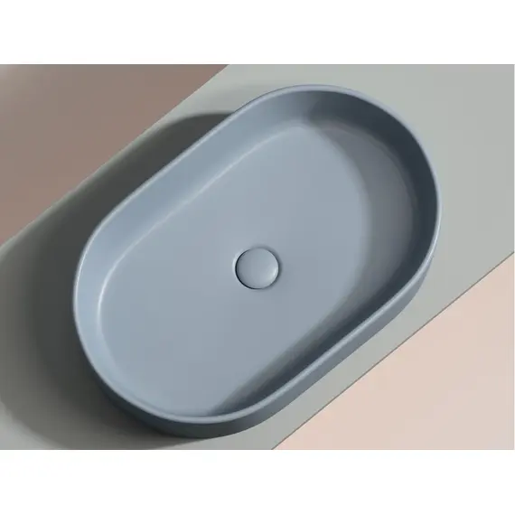 УМЫВАЛЬНИК ЧАША НАКЛАДНАЯ ОВАЛЬНАЯ CERAMICA NOVA ELEMENT 608X385X122 ММ, СЕРО-ГОЛУБОЙ МАТОВЫЙ