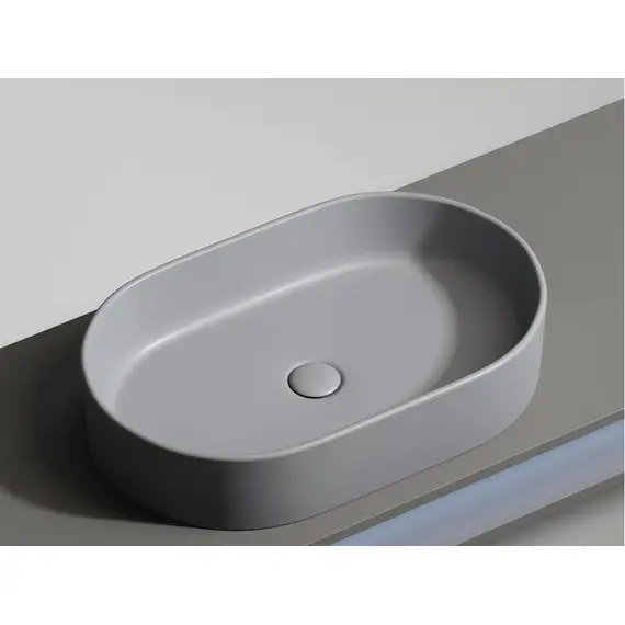 УМЫВАЛЬНИК ЧАША НАКЛАДНАЯ ОВАЛЬНАЯ CERAMICA NOVA ELEMENT 608X385X122 ММ, АНТРАЦИТ МАТОВЫЙ