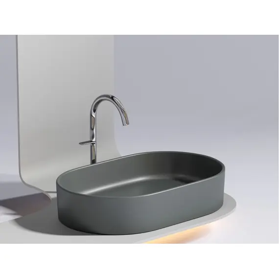 УМЫВАЛЬНИК ЧАША НАКЛАДНАЯ ОВАЛЬНАЯ CERAMICA NOVA ELEMENT 608X385X122 ММ, ТЕМНЫЙ АНТРАЦИТ МАТОВЫЙ
