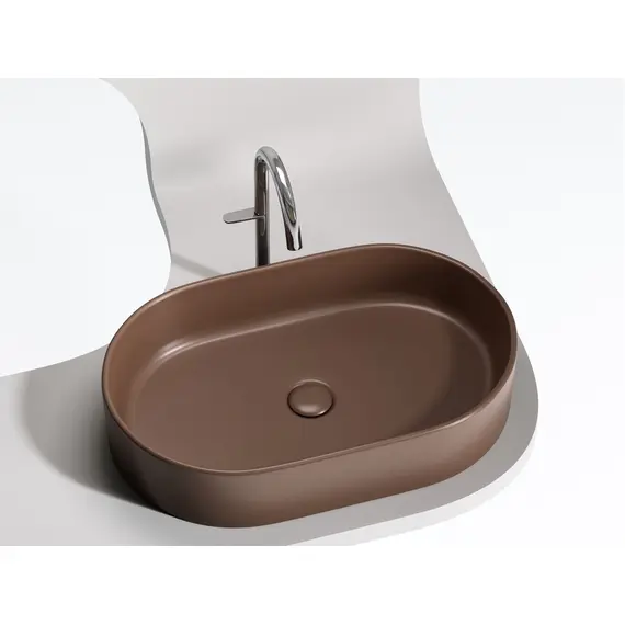 УМЫВАЛЬНИК ЧАША НАКЛАДНАЯ ОВАЛЬНАЯ CERAMICA NOVA ELEMENT 608X385X122 ММ, ТЕМНО-КОРИЧНЕВЫЙ МАТОВЫЙ