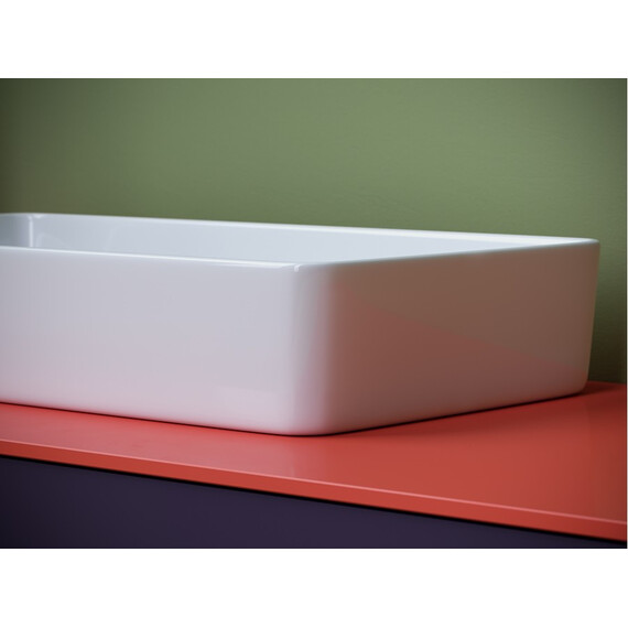 РАКОВИНА НАКЛАДНАЯ СО СМЕЩЕННЫМ СЛИВОМ, С ВОЗМОЖНОСТЬЮ УСТАНОВКИ НА СТОЛЕШНИЦУ ПОД СТИРАЛЬНУЮ МАШИНУ CERAMICA NOVA ELEMENT 620X340X110 БЕЛАЯ