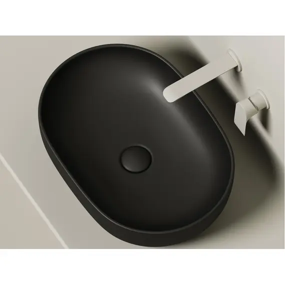 УМЫВАЛЬНИК ЧАША НАКЛАДНАЯ ОВАЛЬНАЯ CERAMICA NOVA ELEMENT 600X415X135 ММ, ЧЕРНАЯ МАТОВАЯ