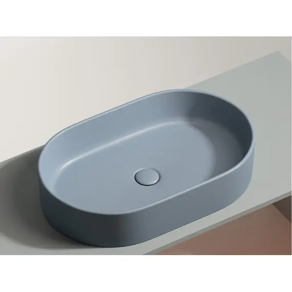 УМЫВАЛЬНИК ЧАША НАКЛАДНАЯ ОВАЛЬНАЯ CERAMICA NOVA ELEMENT 608X385X122 ММ, СЕРО-ГОЛУБОЙ МАТОВЫЙ