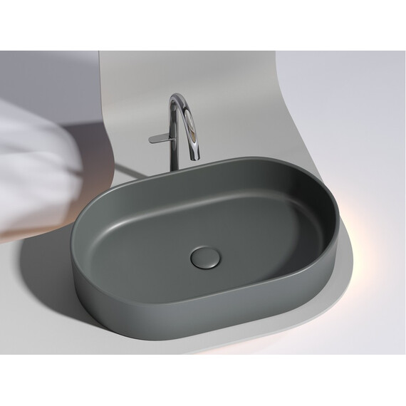 УМЫВАЛЬНИК ЧАША НАКЛАДНАЯ ОВАЛЬНАЯ CERAMICA NOVA ELEMENT 608X385X122 ММ, ТЕМНЫЙ АНТРАЦИТ МАТОВЫЙ