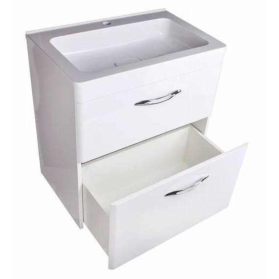 ТУМБА НАПОЛЬНАЯ STYLE LINE "КАРЕ 70", 2 ЯЩИКА, ЛЮКС БЕЛАЯ, PLUS