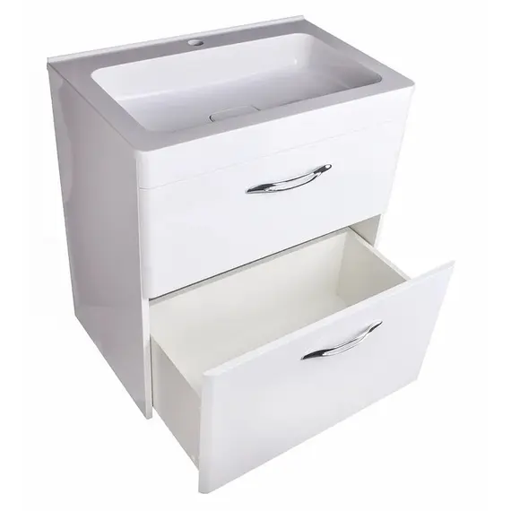 ТУМБА НАПОЛЬНАЯ STYLE LINE "КАРЕ 70", 2 ЯЩИКА, ЛЮКС БЕЛАЯ, PLUS