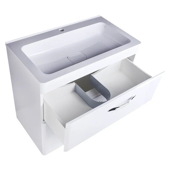 ТУМБА НАПОЛЬНАЯ STYLE LINE "КАРЕ 80", 2 ЯЩИКА, ЛЮКС БЕЛАЯ, PLUS