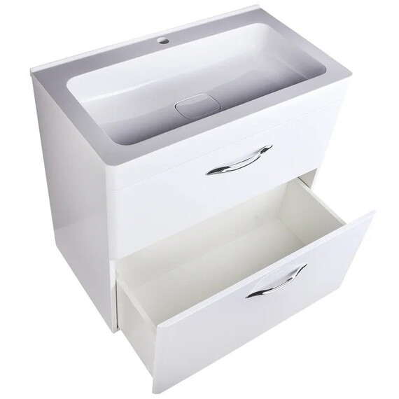 ТУМБА НАПОЛЬНАЯ STYLE LINE "КАРЕ 80", 2 ЯЩИКА, ЛЮКС БЕЛАЯ, PLUS