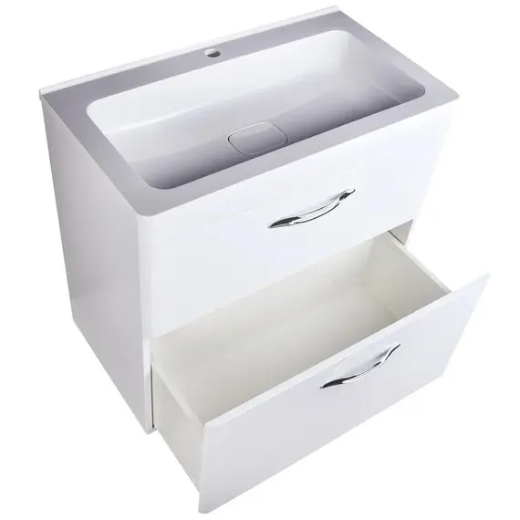 ТУМБА НАПОЛЬНАЯ STYLE LINE "КАРЕ 80", 2 ЯЩИКА, ЛЮКС БЕЛАЯ, PLUS