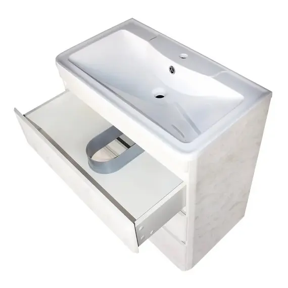 ТУМБА НАПОЛЬНАЯ STYLE LINE "АТЛАНТИКА 80" (3 ЯЩ.), ЛЮКС БЕТОН КРЕМ, PLUS