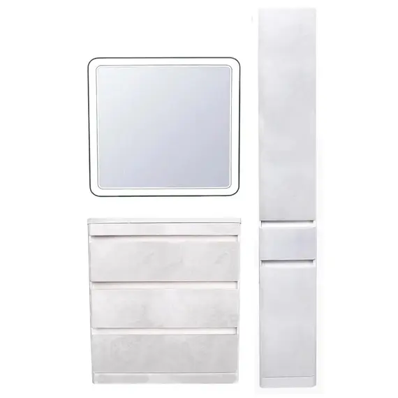 ТУМБА НАПОЛЬНАЯ STYLE LINE "АТЛАНТИКА 80" (3 ЯЩ.), ЛЮКС БЕТОН КРЕМ, PLUS