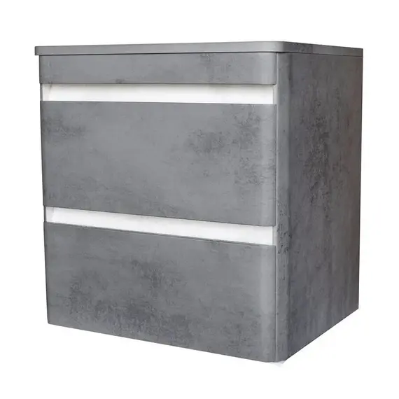 ТУМБА ПОДВЕСНАЯ STYLE LINE "АТЛАНТИКА 70", ЛЮКС БЕТОН ТЕМНЫЙ, 2 ЯЩИКА, СО СТОЛЕШНИЦЕЙ МДФ, PLUS