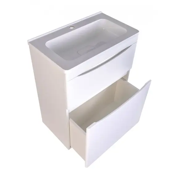 ТУМБА НАПОЛЬНАЯ STYLE LINE "БЕРГАМО МИНИ 60" (2 ЯЩ.) ЛЮКС АНТИСКРЕЙТЧ БЕЛЫЙ, PLUS