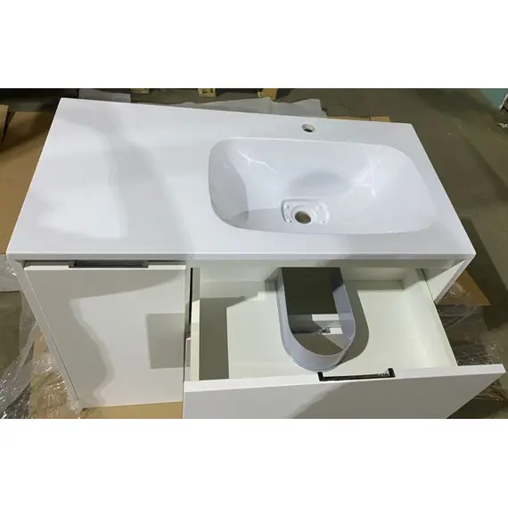 ТУМБА НАПОЛЬНАЯ STYLE LINE "БАРСЕЛОНА 90" ПРАВАЯ (2 ЯЩ.) С ВЫКАТНОЙ КОРЗИНОЙ, ЛЮКС БЕЛАЯ, PLUS