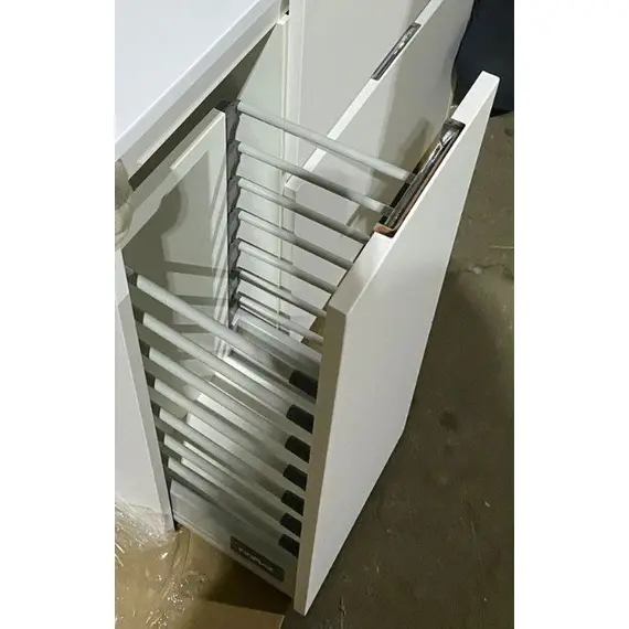 ТУМБА НАПОЛЬНАЯ STYLE LINE "БАРСЕЛОНА 90" ПРАВАЯ (2 ЯЩ.) С ВЫКАТНОЙ КОРЗИНОЙ, ЛЮКС БЕЛАЯ, PLUS