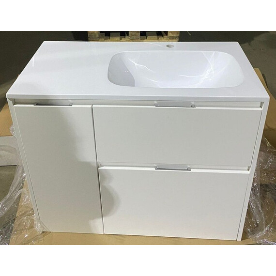 ТУМБА НАПОЛЬНАЯ STYLE LINE "БАРСЕЛОНА 90" ПРАВАЯ (2 ЯЩ.) С ВЫКАТНОЙ КОРЗИНОЙ, ЛЮКС БЕЛАЯ, PLUS