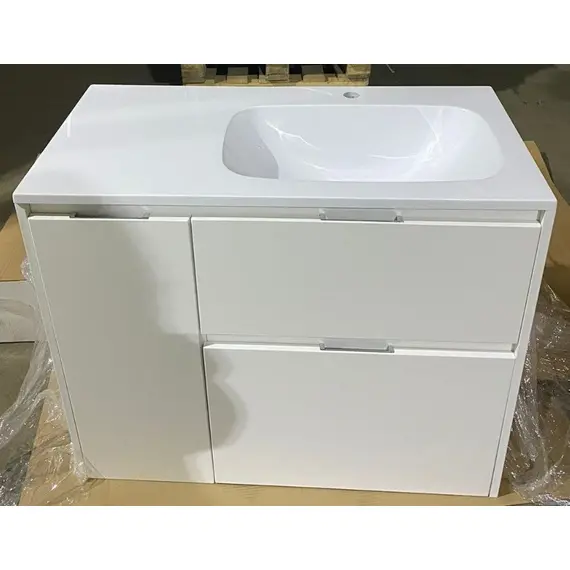 ТУМБА НАПОЛЬНАЯ STYLE LINE "БАРСЕЛОНА 90" ПРАВАЯ (2 ЯЩ.) С ВЫКАТНОЙ КОРЗИНОЙ, ЛЮКС БЕЛАЯ, PLUS