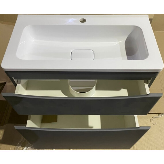 ТУМБА НАПОЛЬНАЯ STYLE LINE "БЕРГАМО МИНИ 60" (2 ЯЩ.) ЛЮКС АНТИСКРЕЙТЧ СЕРЫЙ, PLUS