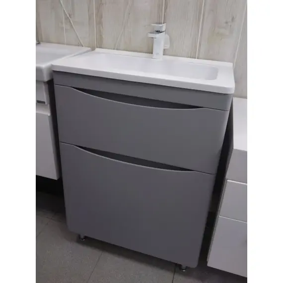 ТУМБА НАПОЛЬНАЯ STYLE LINE "БЕРГАМО МИНИ 60" (2 ЯЩ.) ЛЮКС АНТИСКРЕЙТЧ СЕРЫЙ, PLUS