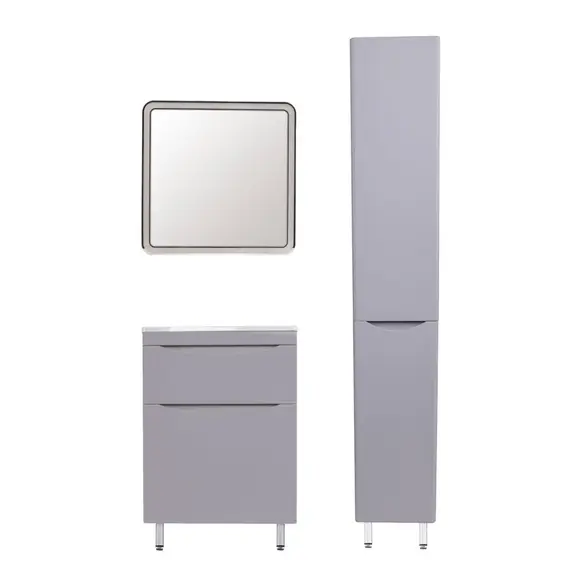 ТУМБА НАПОЛЬНАЯ STYLE LINE "БЕРГАМО МИНИ 60" (2 ЯЩ.) ЛЮКС АНТИСКРЕЙТЧ СЕРЫЙ, PLUS