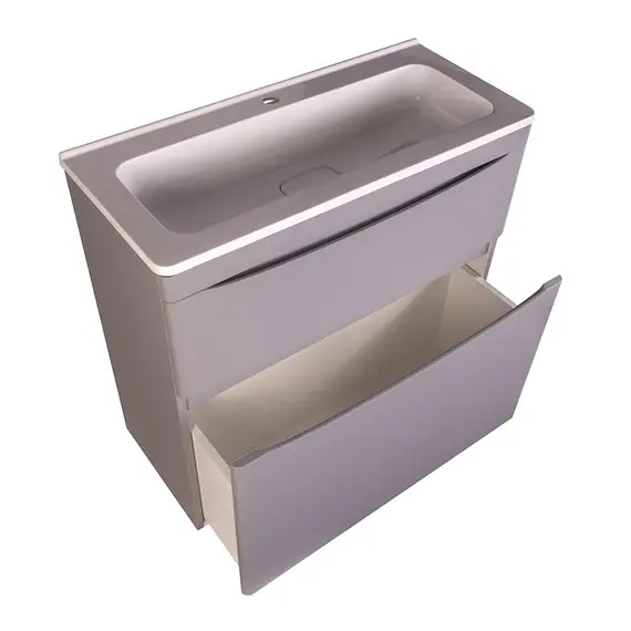 ТУМБА НАПОЛЬНАЯ STYLE LINE "БЕРГАМО МИНИ 80" (2 ЯЩ.) ЛЮКС АНТИСКРЕЙТЧ СЕРЫЙ, PLUS