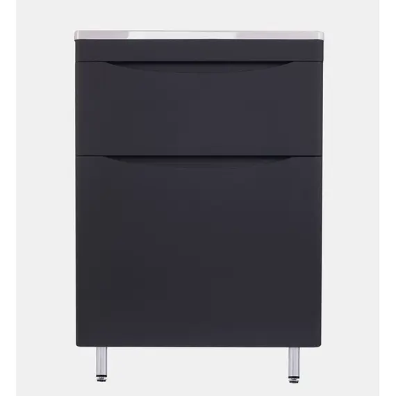 ТУМБА НАПОЛЬНАЯ STYLE LINE "БЕРГАМО МИНИ 60" (2 ЯЩ.) ЛЮКС АНТИСКРЕЙТЧ ЧЕРНЫЙ, PLUS