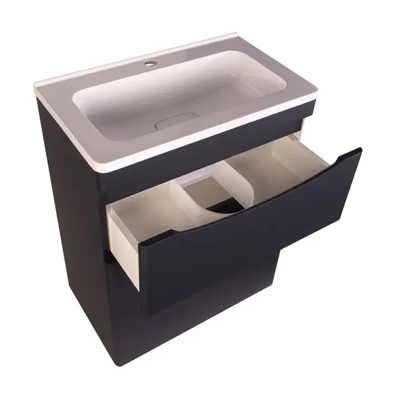 ТУМБА НАПОЛЬНАЯ STYLE LINE "БЕРГАМО МИНИ 60" (2 ЯЩ.) ЛЮКС АНТИСКРЕЙТЧ ЧЕРНЫЙ, PLUS