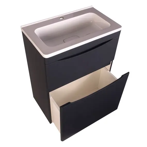 ТУМБА НАПОЛЬНАЯ STYLE LINE "БЕРГАМО МИНИ 60" (2 ЯЩ.) ЛЮКС АНТИСКРЕЙТЧ ЧЕРНЫЙ, PLUS