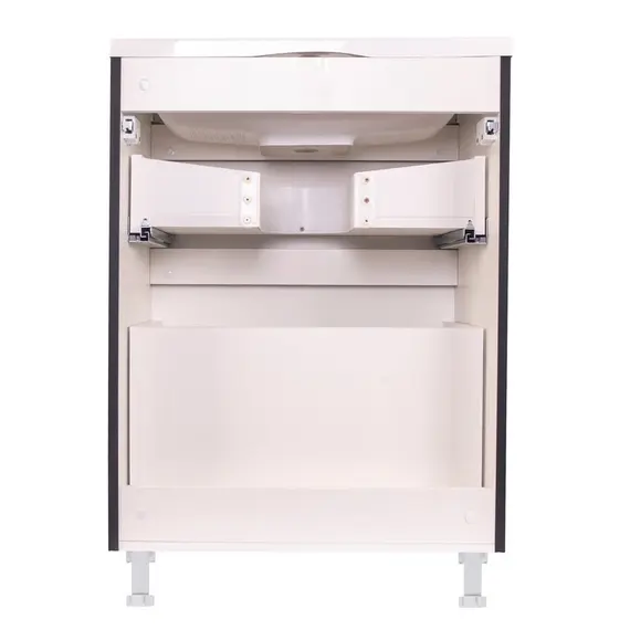 ТУМБА НАПОЛЬНАЯ STYLE LINE "БЕРГАМО МИНИ 60" (2 ЯЩ.) ЛЮКС АНТИСКРЕЙТЧ ЧЕРНЫЙ, PLUS