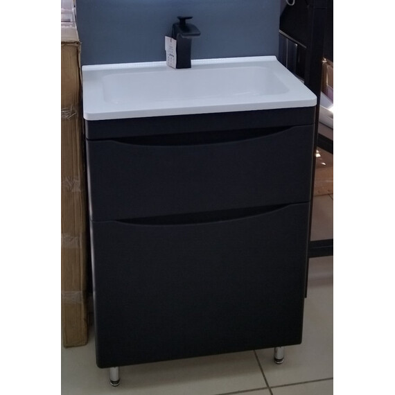 ТУМБА НАПОЛЬНАЯ STYLE LINE "БЕРГАМО МИНИ 60" (2 ЯЩ.) ЛЮКС АНТИСКРЕЙТЧ ЧЕРНЫЙ, PLUS