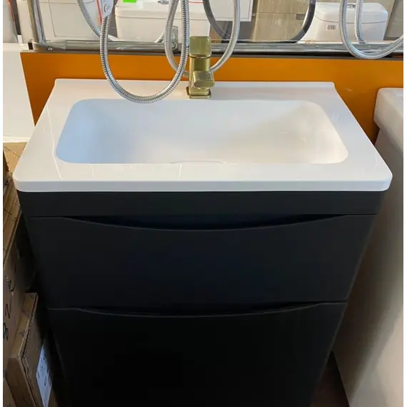 ТУМБА НАПОЛЬНАЯ STYLE LINE "БЕРГАМО МИНИ 60" (2 ЯЩ.) ЛЮКС АНТИСКРЕЙТЧ ЧЕРНЫЙ, PLUS