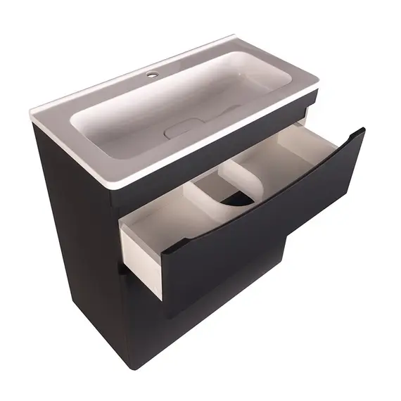 ТУМБА НАПОЛЬНАЯ STYLE LINE "БЕРГАМО МИНИ 70" (2 ЯЩ.) ЛЮКС АНТИСКРЕЙТЧ ЧЕРНЫЙ, PLUS