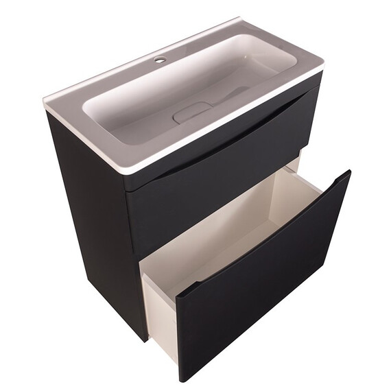 ТУМБА НАПОЛЬНАЯ STYLE LINE "БЕРГАМО МИНИ 70" (2 ЯЩ.) ЛЮКС АНТИСКРЕЙТЧ ЧЕРНЫЙ, PLUS